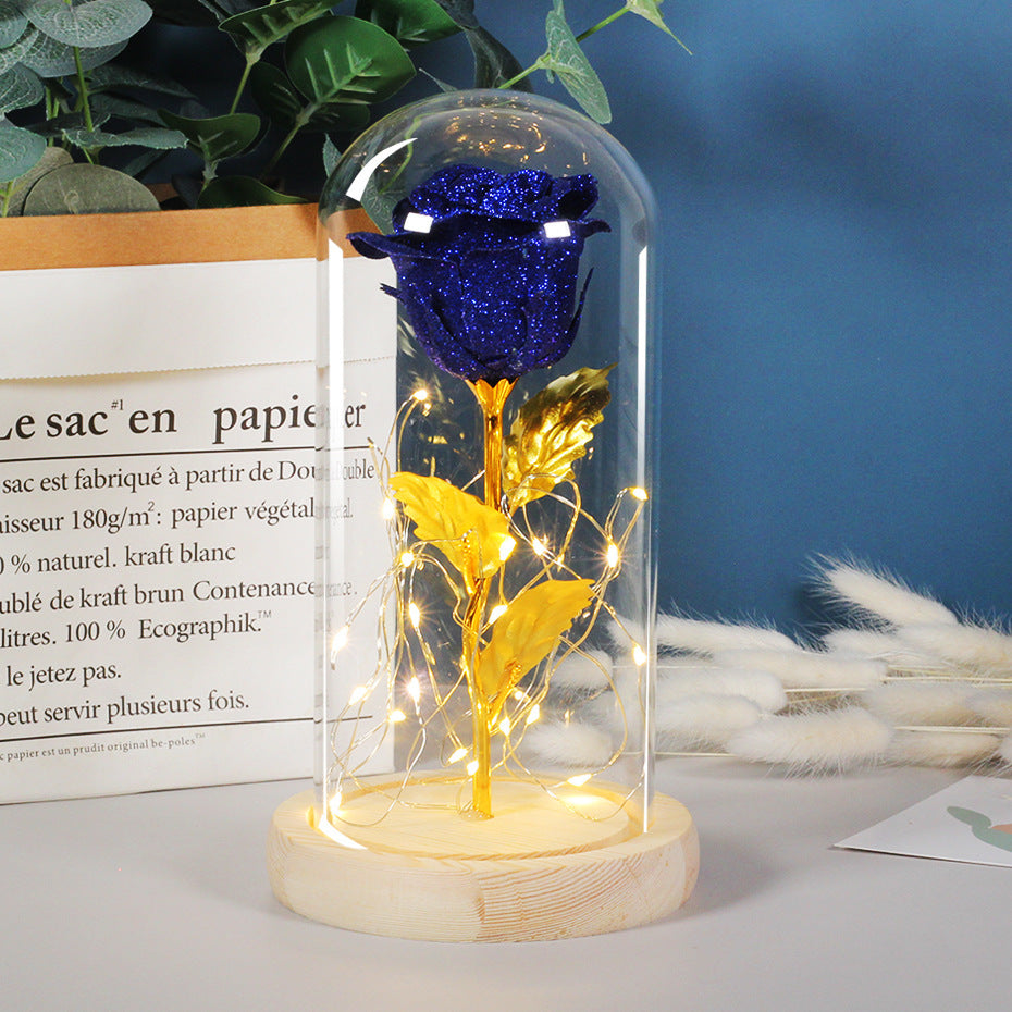 Blue eternal rose in glass dome