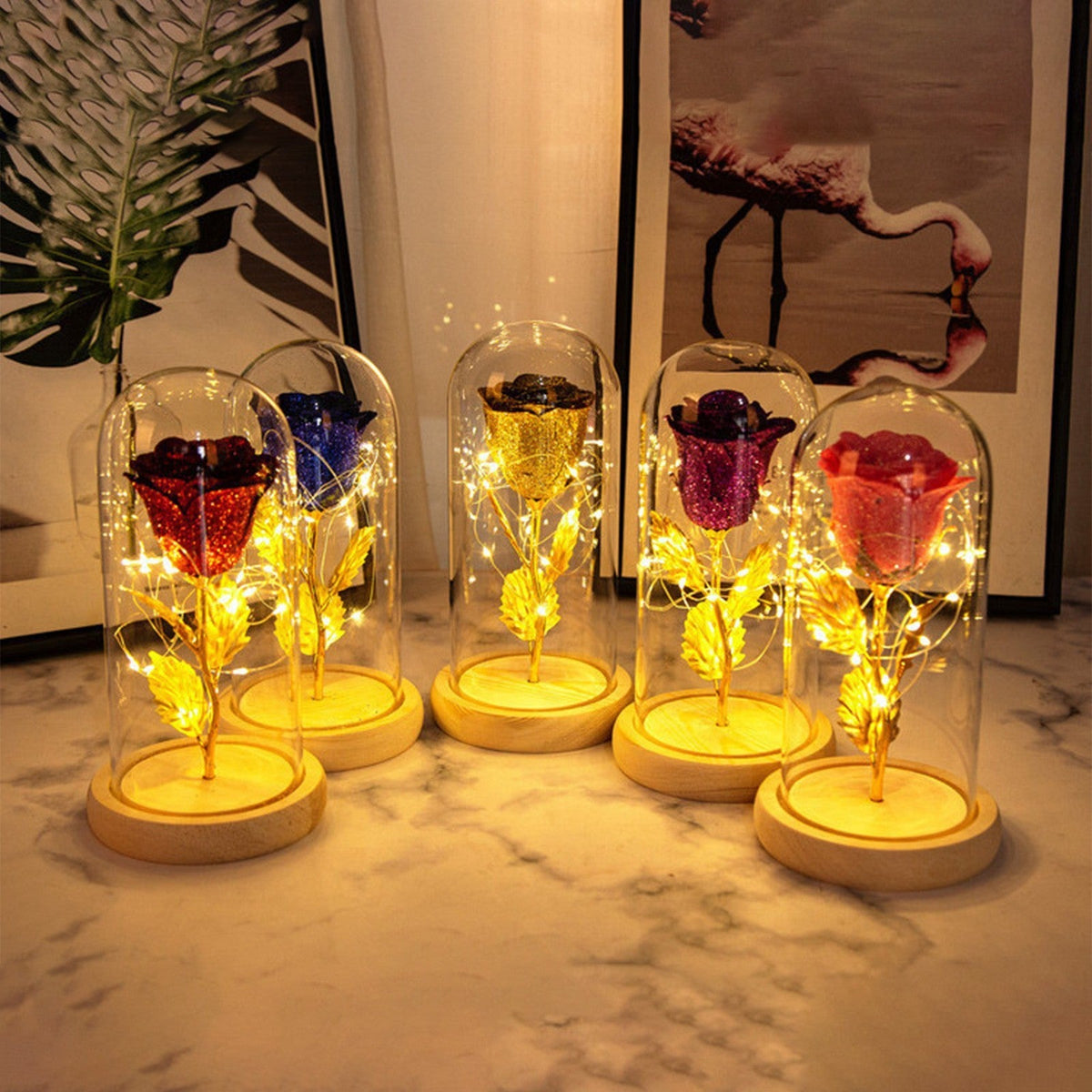 Eternal rose glass domes in five colours