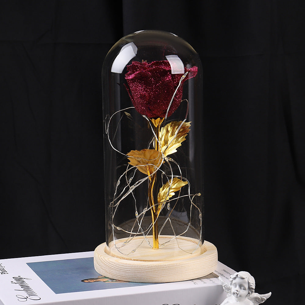 Rose red eternal rose in glass dome