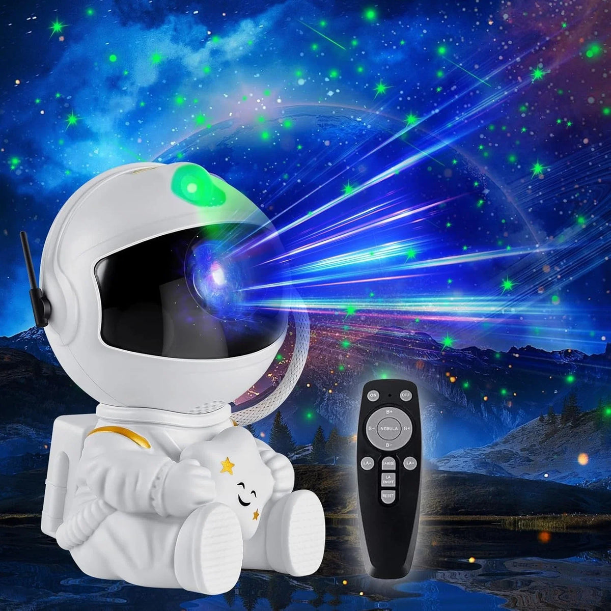 Astronaut Galaxy Projector, 360 Adjustable Star Projector, Starry Night Light Projector with Timer and Remote Control, USB Powered, Astronaut Space Warrior Galaxy Night Light