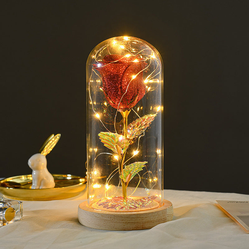 Red eternal rose in glass dome