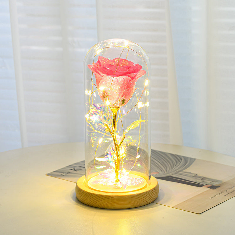 Pink eternal rose in glass dome