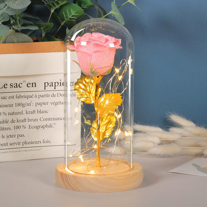 Pink eternal rose with lights