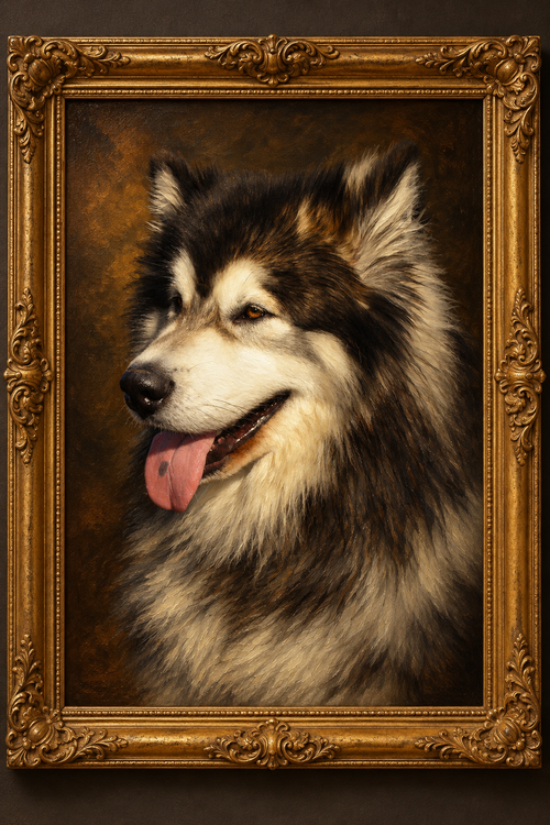Royal Portrait: the pet as a classic oil painting in an ornate gold frame